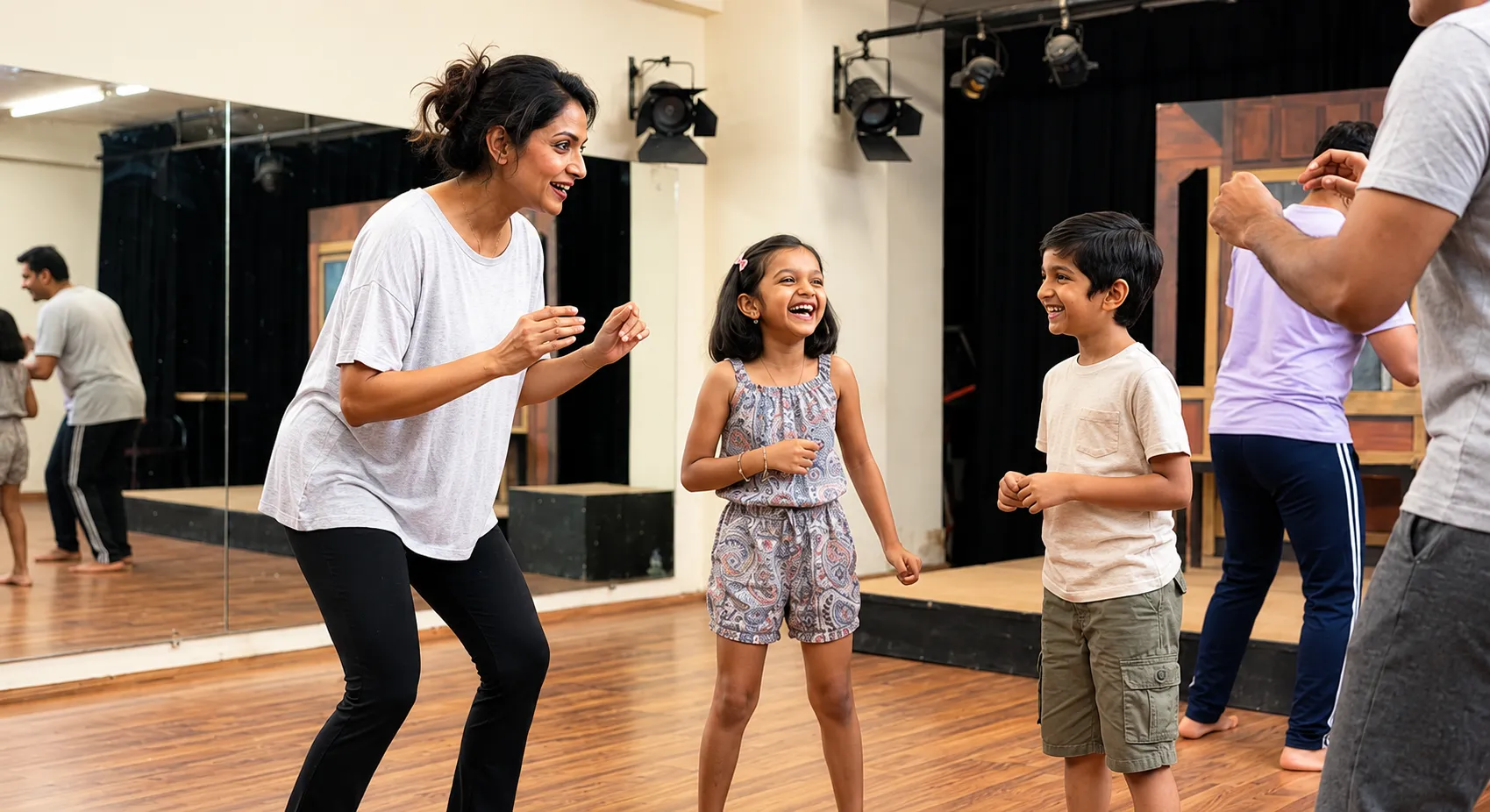 Coach Rupa Club memandu latihan acting anak-anak di studio